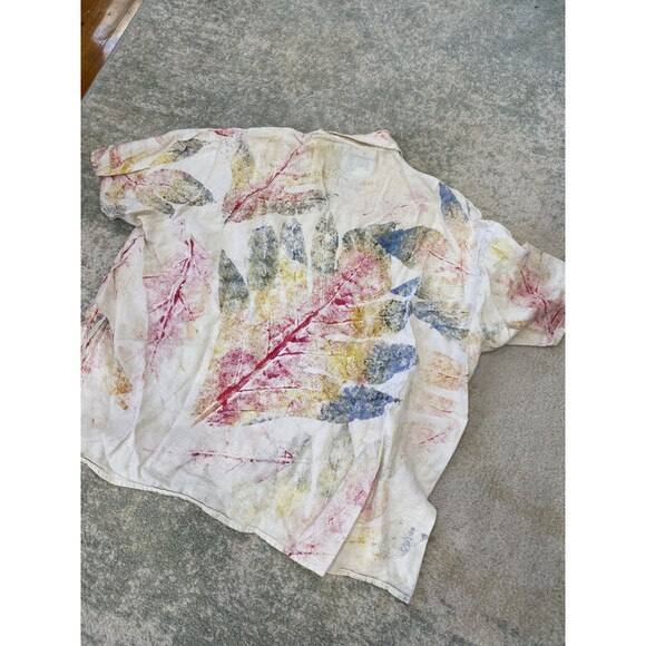 Flax by Jeanne Engelhart Size 1G (18-20) Autumn Leaves Leaf Print Button Down - Picture 6 of 7